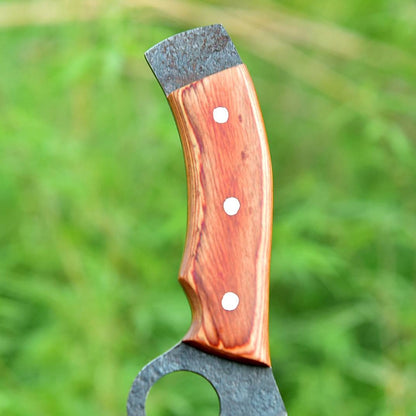 Handmade Forged Full Tang Tom Brown Tracker Knife - Wood Handle - With Leather Sheath