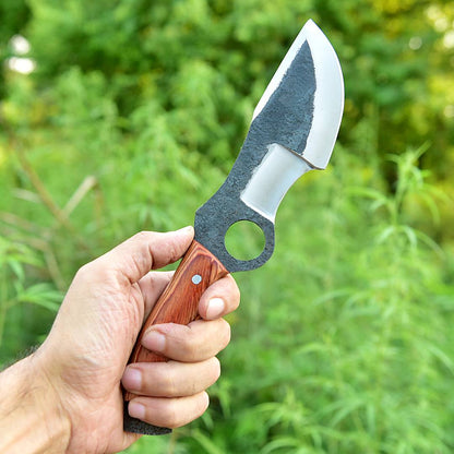 Handmade Forged Full Tang Tom Brown Tracker Knife - Wood Handle - With Leather Sheath