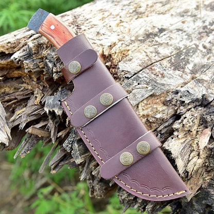 Handmade Forged Full Tang Tom Brown Tracker Knife - Wood Handle - With Leather Sheath