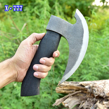 Pizza Cutter Axe Forged Carbon Steel Wood Handle - Viking Axe- Ulu Alaskan Blade