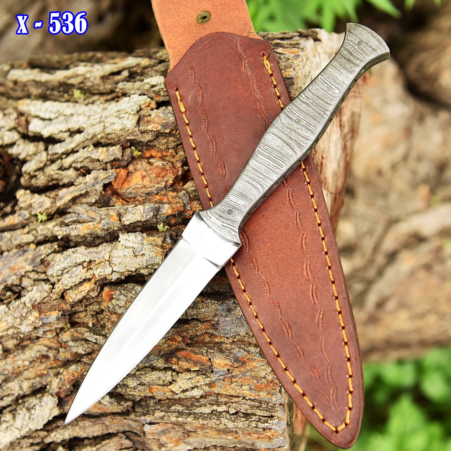 Handmade Carbon 1095 Steel Double Edge Blade Dagger Damascus Handle