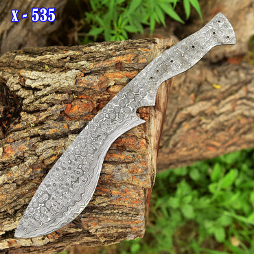 Handmade Damascus Steel Hunting Camping Kukri Full Tang Knife Blank Blade