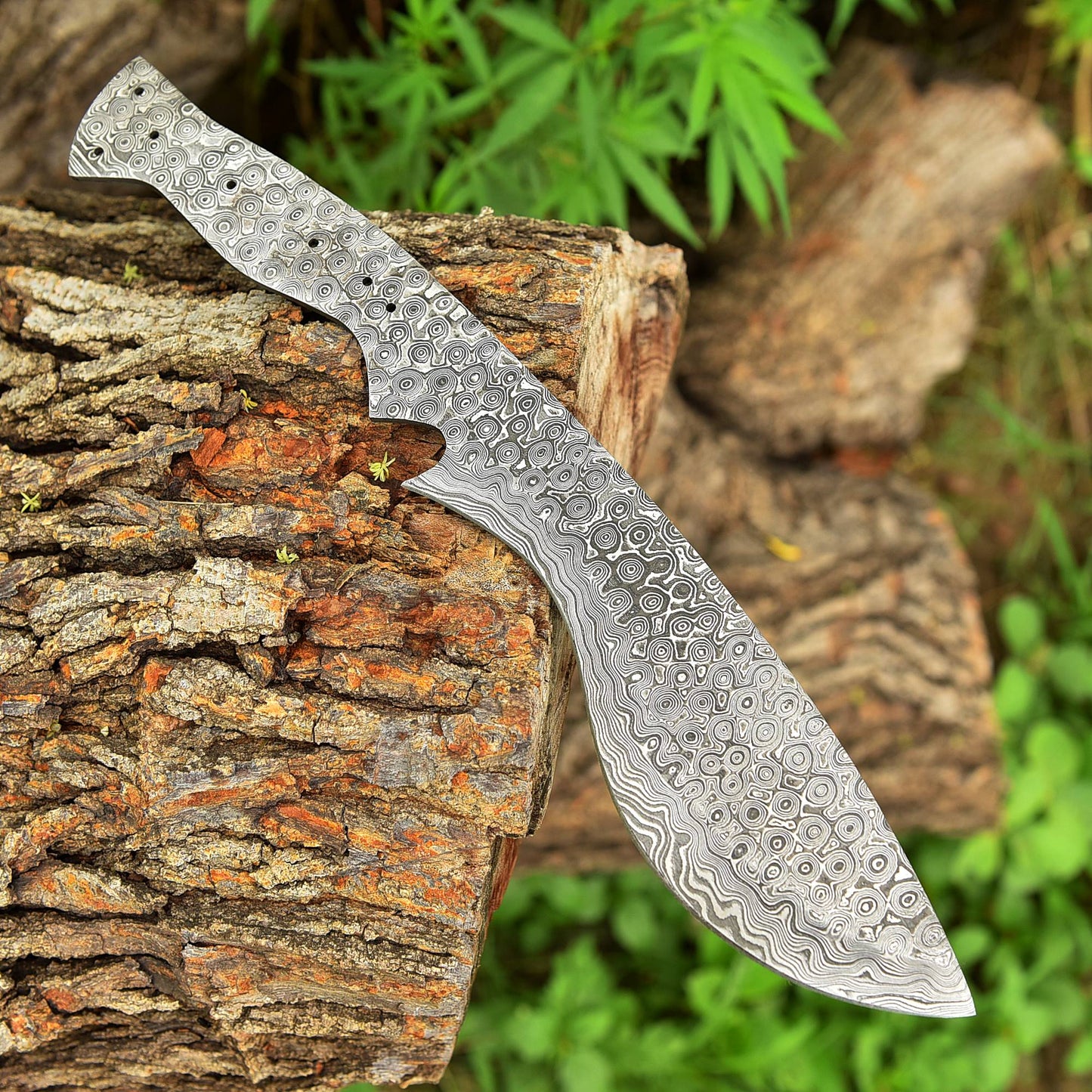 Handmade Damascus Steel Hunting Camping Kukri Full Tang Knife Blank Blade