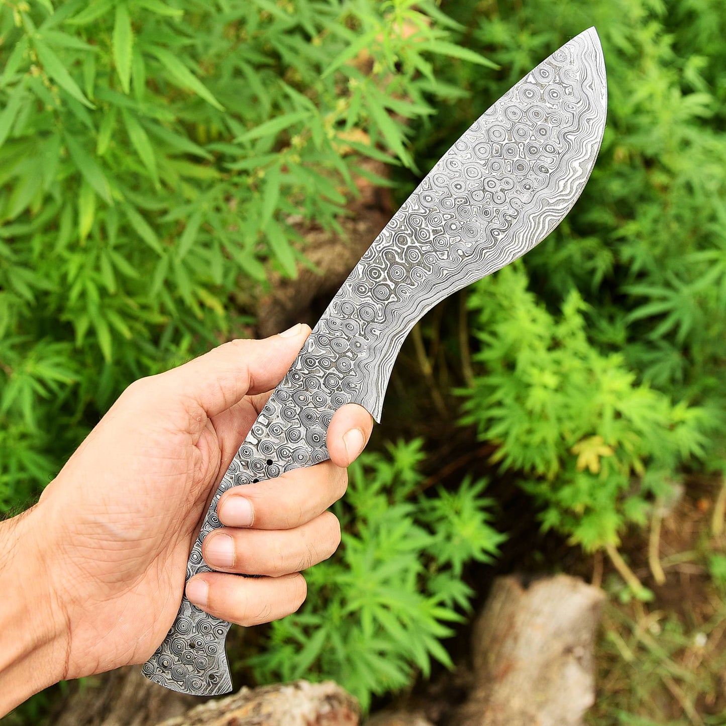 Handmade Damascus Steel Hunting Camping Kukri Full Tang Knife Blank Blade