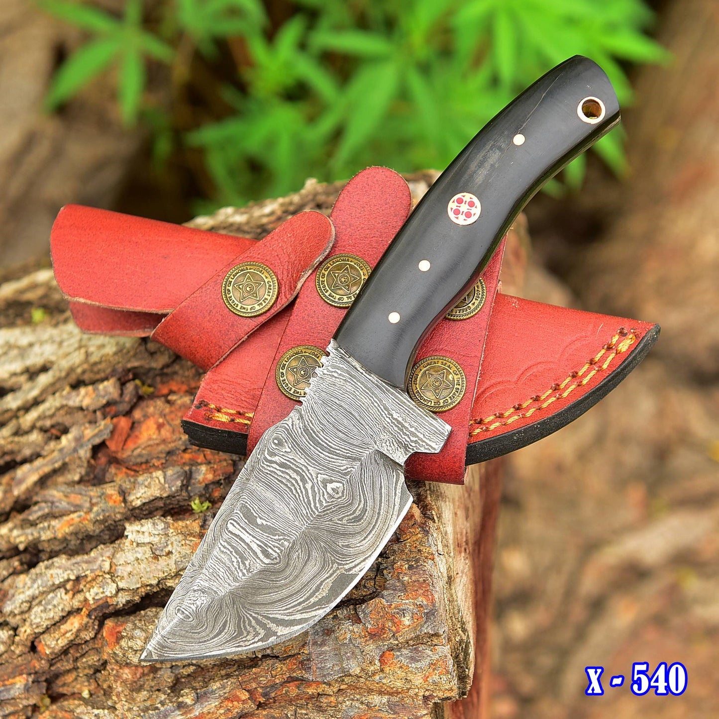 Custom Hand Forged Damascus Steel Fixed Blade Camping Skinner Knife