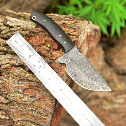Custom Hand Forged Damascus Steel Fixed Blade Camping Skinner Knife