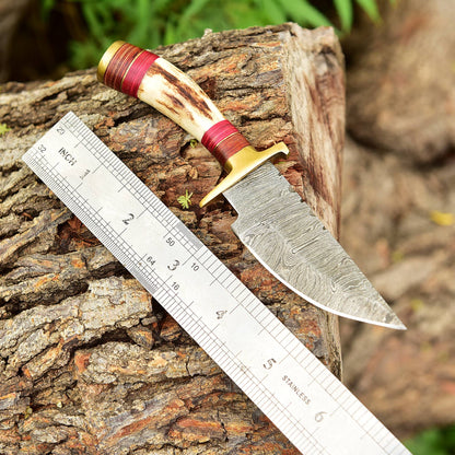 Handmade Damascus Steel Fixed Blade Miniature Skinner Outdoor Knife
