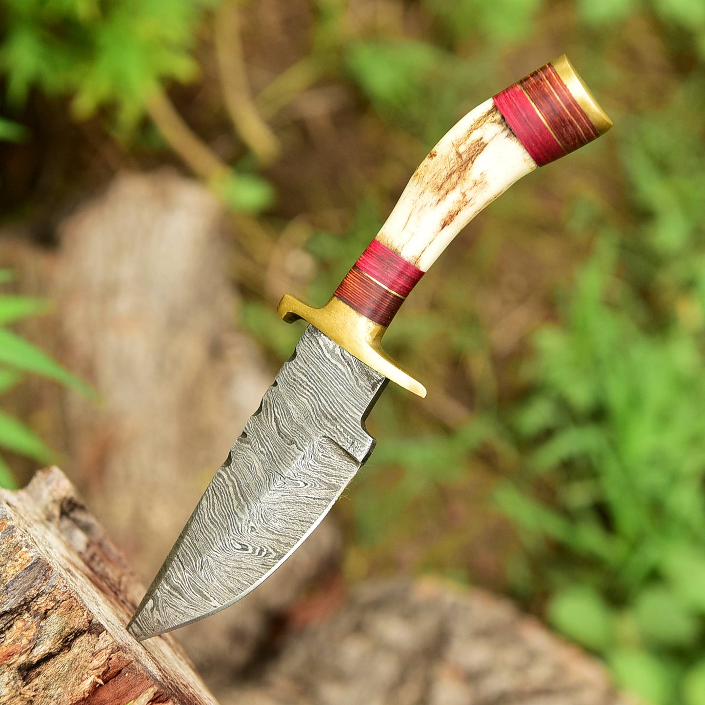 Handmade Damascus Steel Fixed Blade Miniature Skinner Outdoor Knife