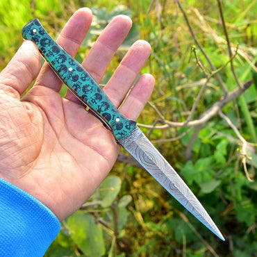 Handmade Damascus Knife Full Tang with Leather Sheath