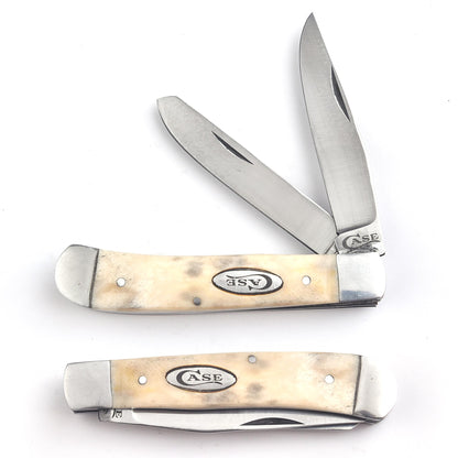 Trapper Pocket Case Knife – Stag Antler Handle – Dual Blade–D2 Steel Folding - USA