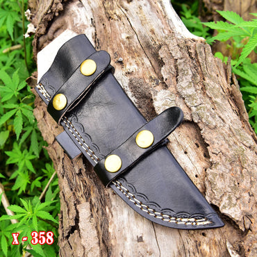 Hand Stitched Full Grain Leather Tracker Knife Fixed Blade Knife Sheath