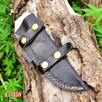 Hand Stitched Full Grain Leather Tracker Knife Fixed Blade Knife Sheath