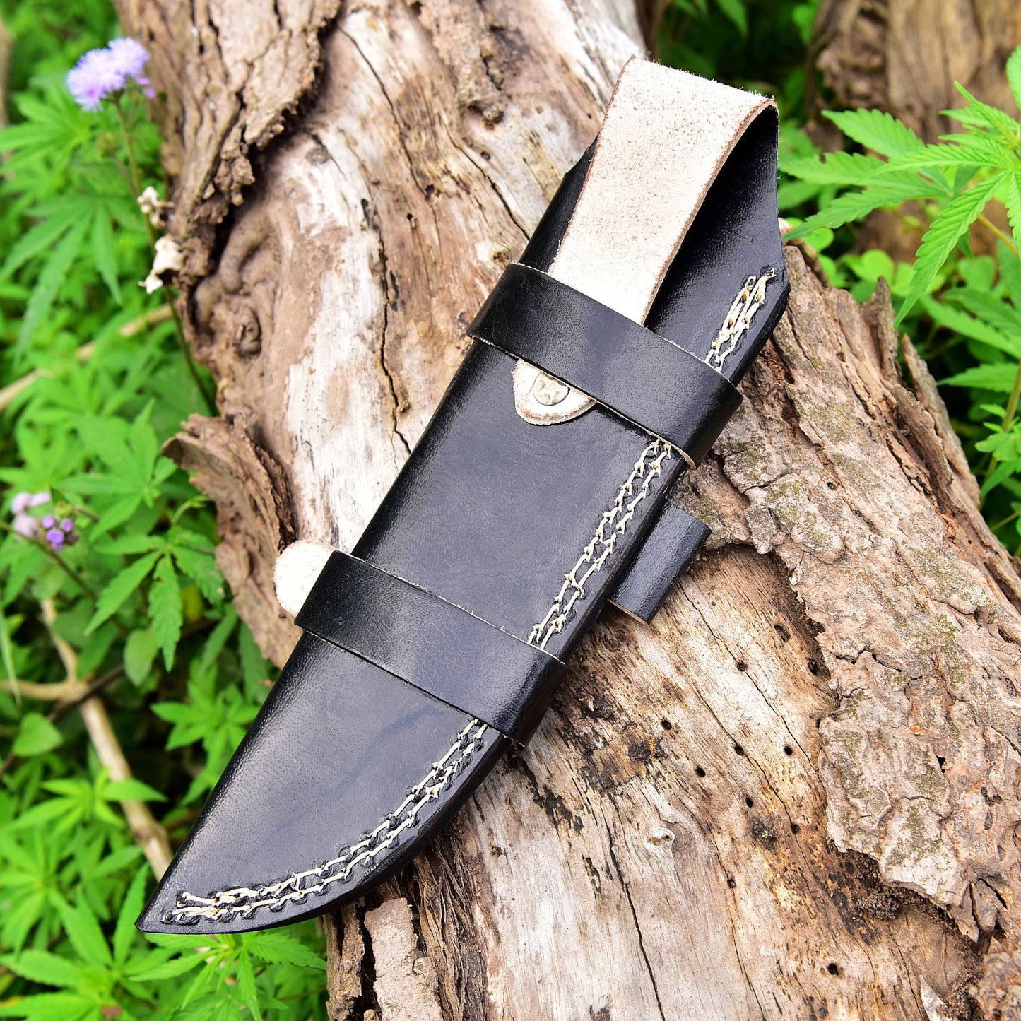 Hand Stitched Full Grain Leather Tracker Knife Fixed Blade Knife Sheath