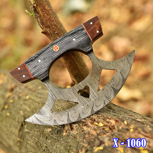 Heavy Duty Damascus Steel Blade Traditional Alaska Pizza Cutter Knife