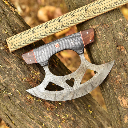 Heavy Duty Damascus Steel Blade Traditional Alaska Pizza Cutter Knife