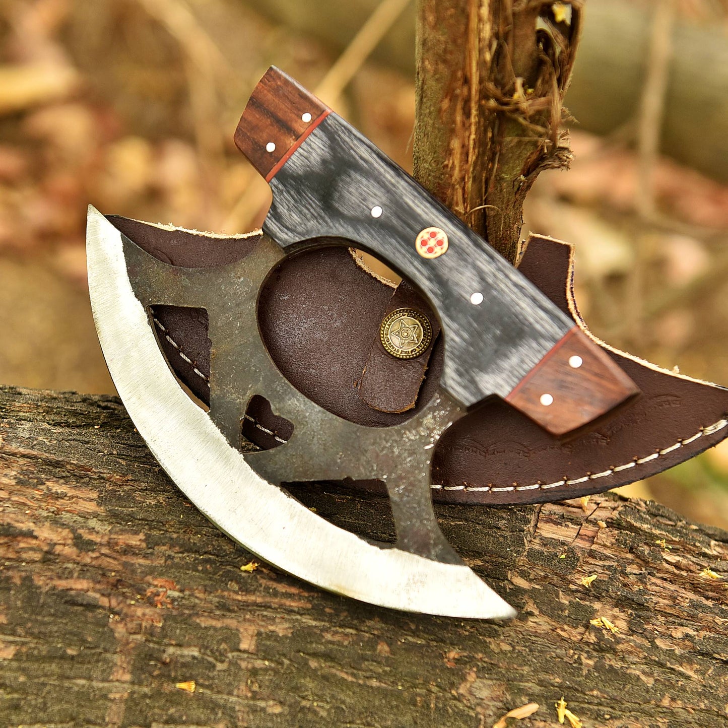 Hand Forged D2 Carbon Steel Blade Ulu Knife Professional Pizza Cutter