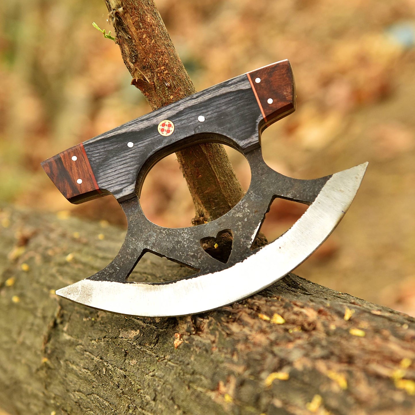 Hand Forged D2 Carbon Steel Blade Ulu Knife Professional Pizza Cutter