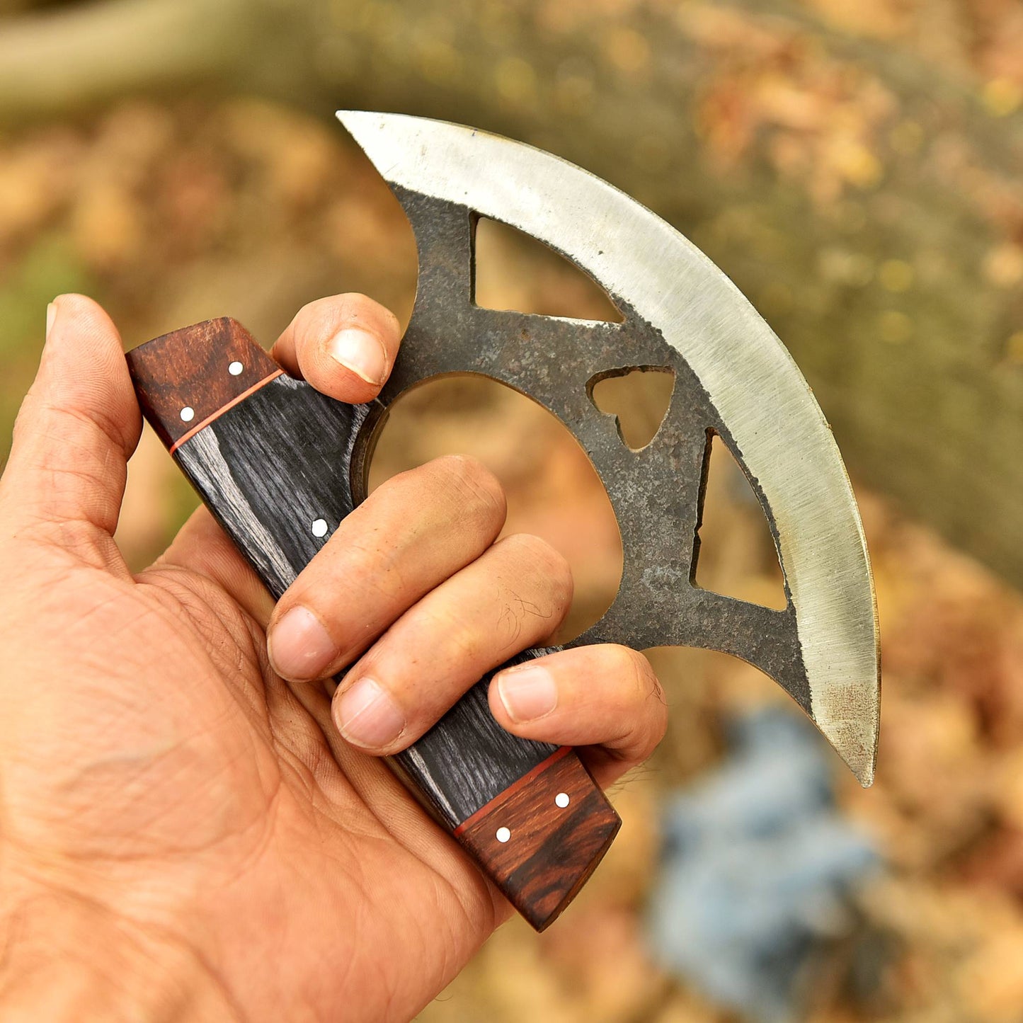Hand Forged D2 Carbon Steel Blade Ulu Knife Professional Pizza Cutter