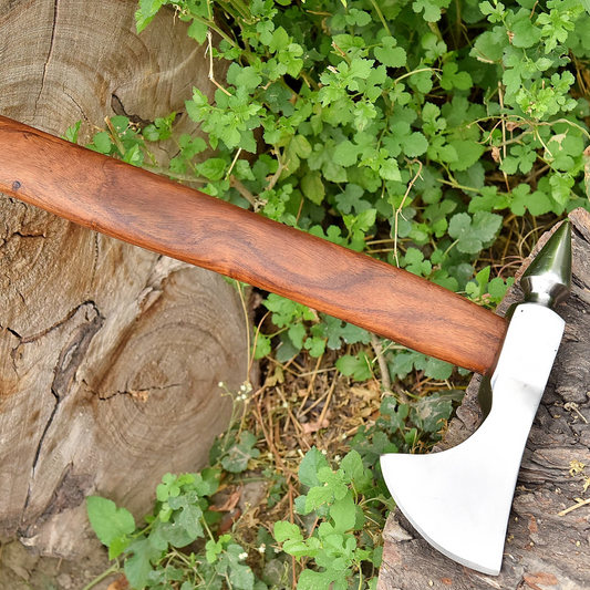 Vikings Spike Head Axe Forged Carbon Steel Axe with Rose Wood Shaft - Viking Axe x-178