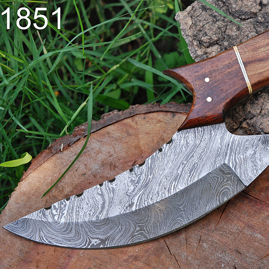 Handmade Damascus Steel Chef Ulu Knife Pizza Cutter Alaskan Knives with Sheath x-146