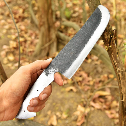 Handcrafted Heavy Duty Carbon Steel Fixed Blade Outdoor Blank Blade Knife