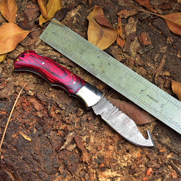 Custom Hand Forged Damascus Steel Folding Pocket Outdoor Adventure Knife