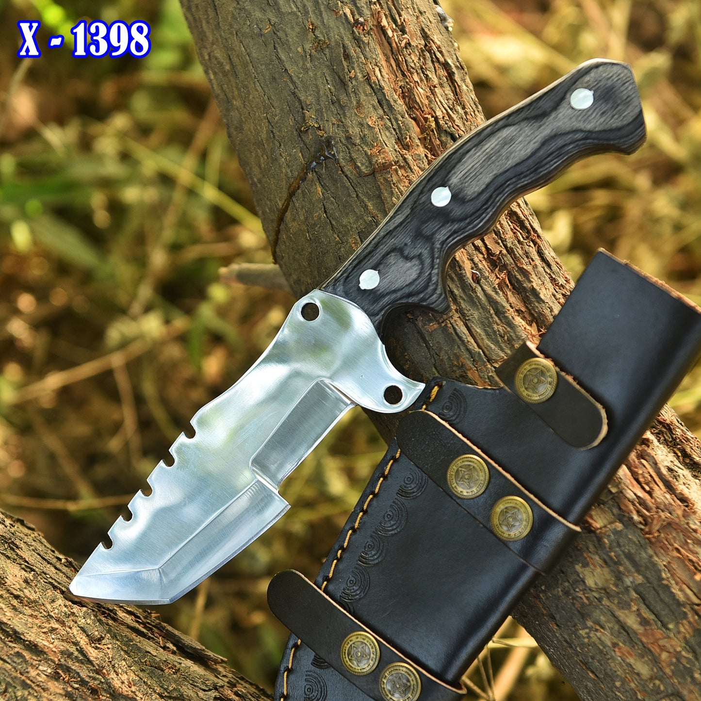 Handmade Forged D2 Steel Tracker Hunting Fixed Blade Knife Full Tang Pakkawood Handle