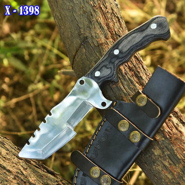 Handmade Forged D2 Steel Tracker Hunting Fixed Blade Knife Full Tang Pakkawood Handle
