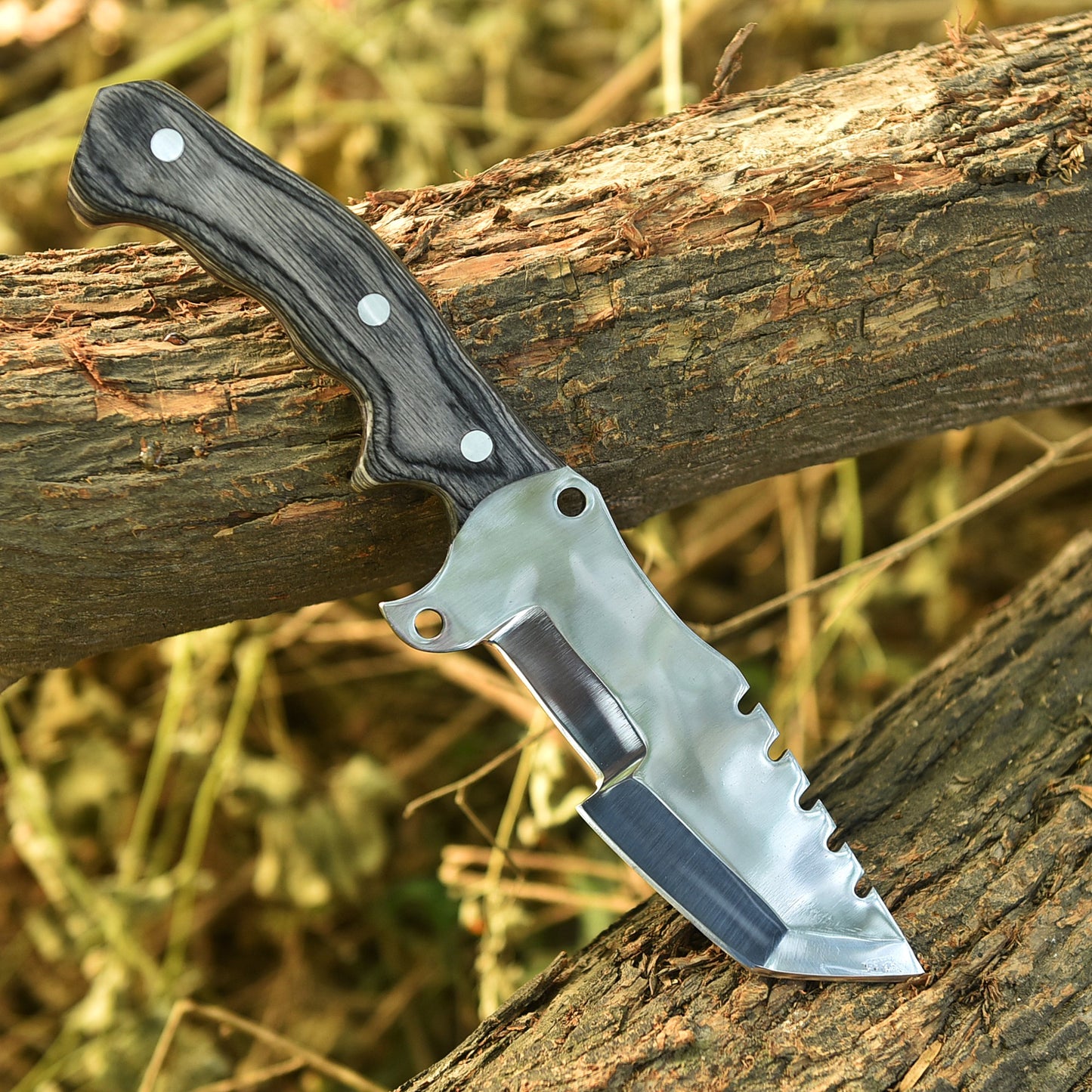 Handmade Forged D2 Steel Tracker Hunting Fixed Blade Knife Full Tang Pakkawood Handle
