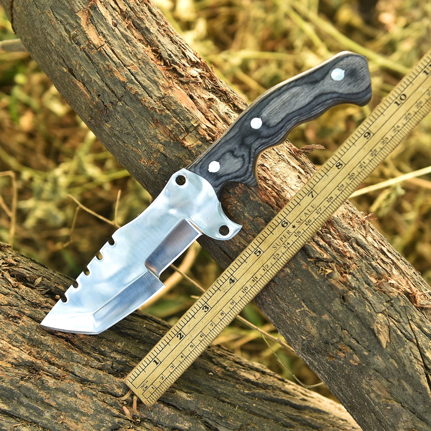 Handmade Forged D2 Steel Tracker Hunting Fixed Blade Knife Full Tang Pakkawood Handle