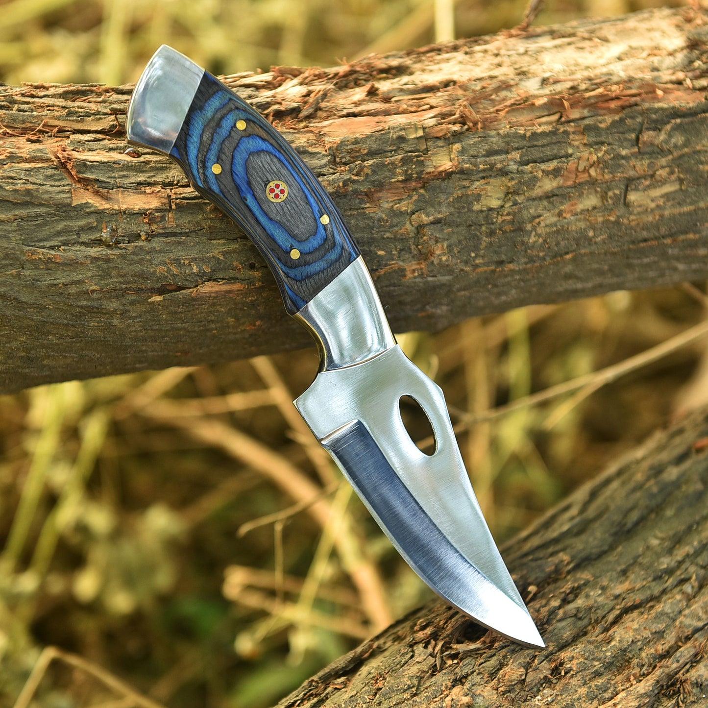 Handmade Carbon Steel Skinner Knife Pakkawood Handle - 8" Full Tang Knife