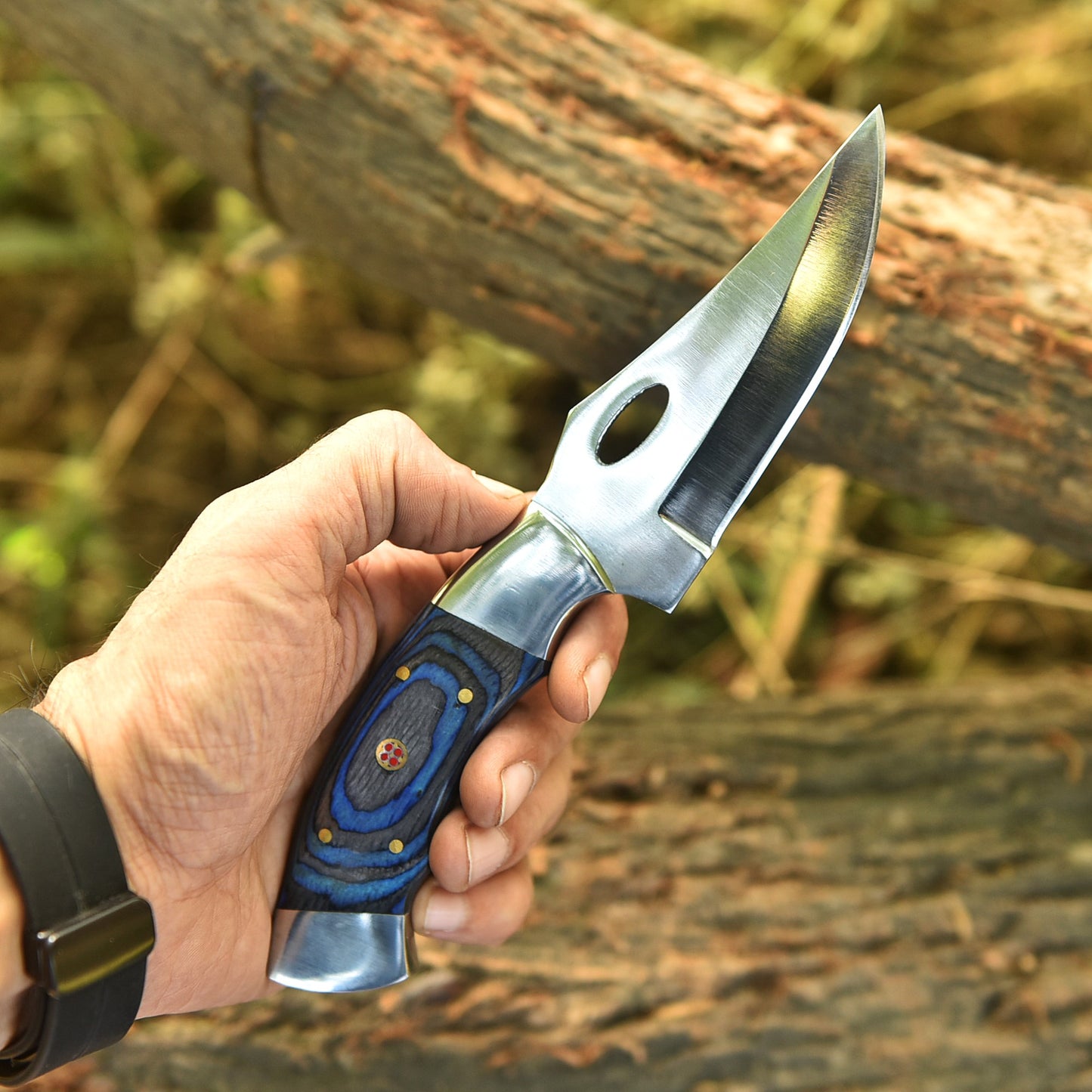 Handmade Carbon Steel Skinner Knife Pakkawood Handle - 8" Full Tang Knife
