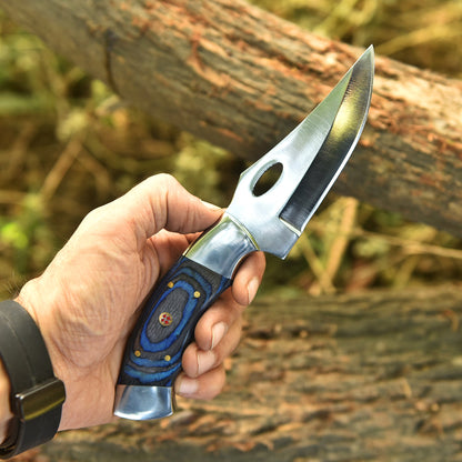 Handmade Carbon Steel Skinner Knife Pakkawood Handle - 8" Full Tang Knife