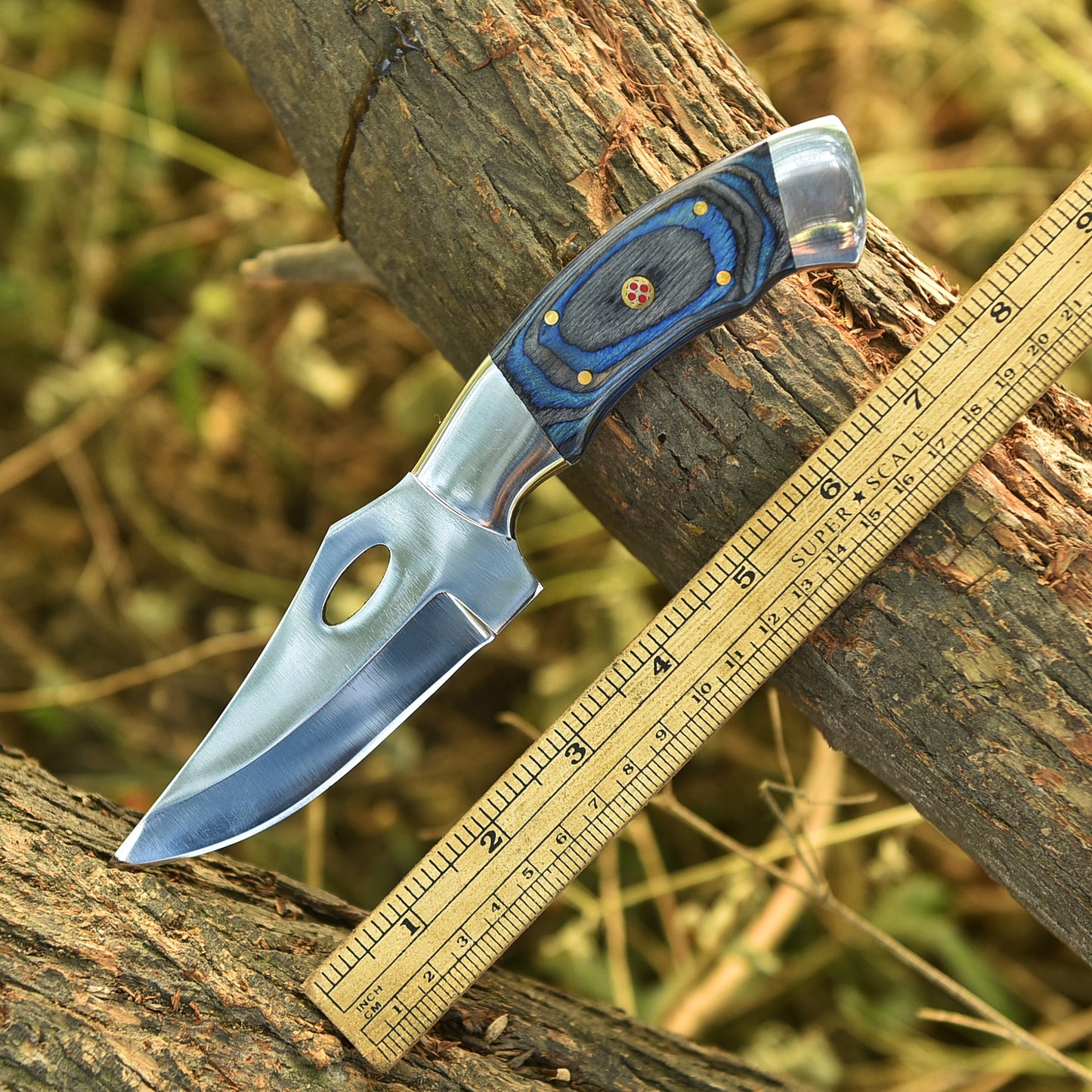 Handmade Carbon Steel Skinner Knife Pakkawood Handle - 8" Full Tang Knife