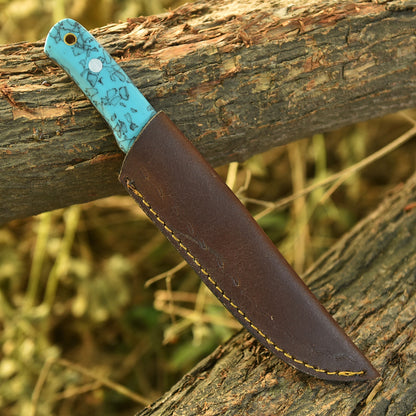 9" Custom Hand Forged Carbon Steel Full Tang Skinner Knife Resin With Sheath