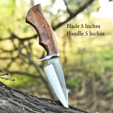 Handmade Carbon Steel D2 Blade Hunting Camping Skinner Knife Wood Handle