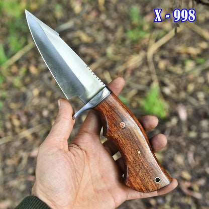Handmade Carbon Steel D2 Blade Hunting Camping Skinner Knife Wood Handle