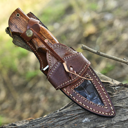 Handmade Carbon Steel D2 Blade Hunting Camping Skinner Knife Wood Handle