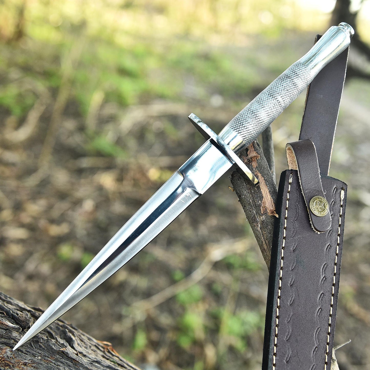 Handmade D2 Carbon Steel Double Edge Fixed Blade Dagger Knife Steel Handle