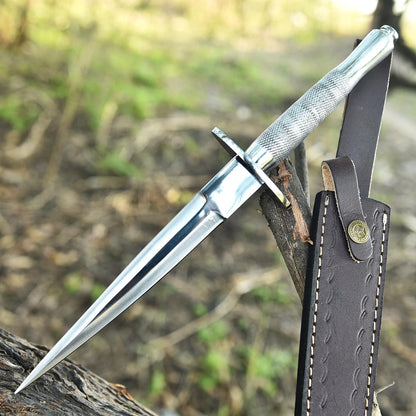 Handmade D2 Carbon Steel Double Edge Fixed Blade Dagger Knife Steel Handle