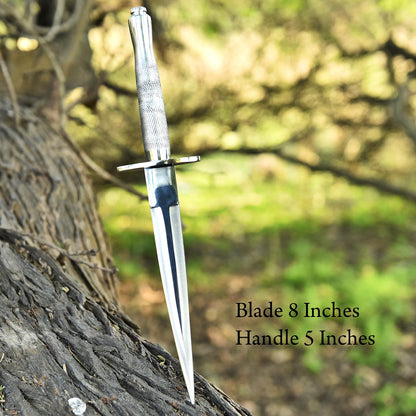 Handmade D2 Carbon Steel Double Edge Fixed Blade Dagger Knife Steel Handle