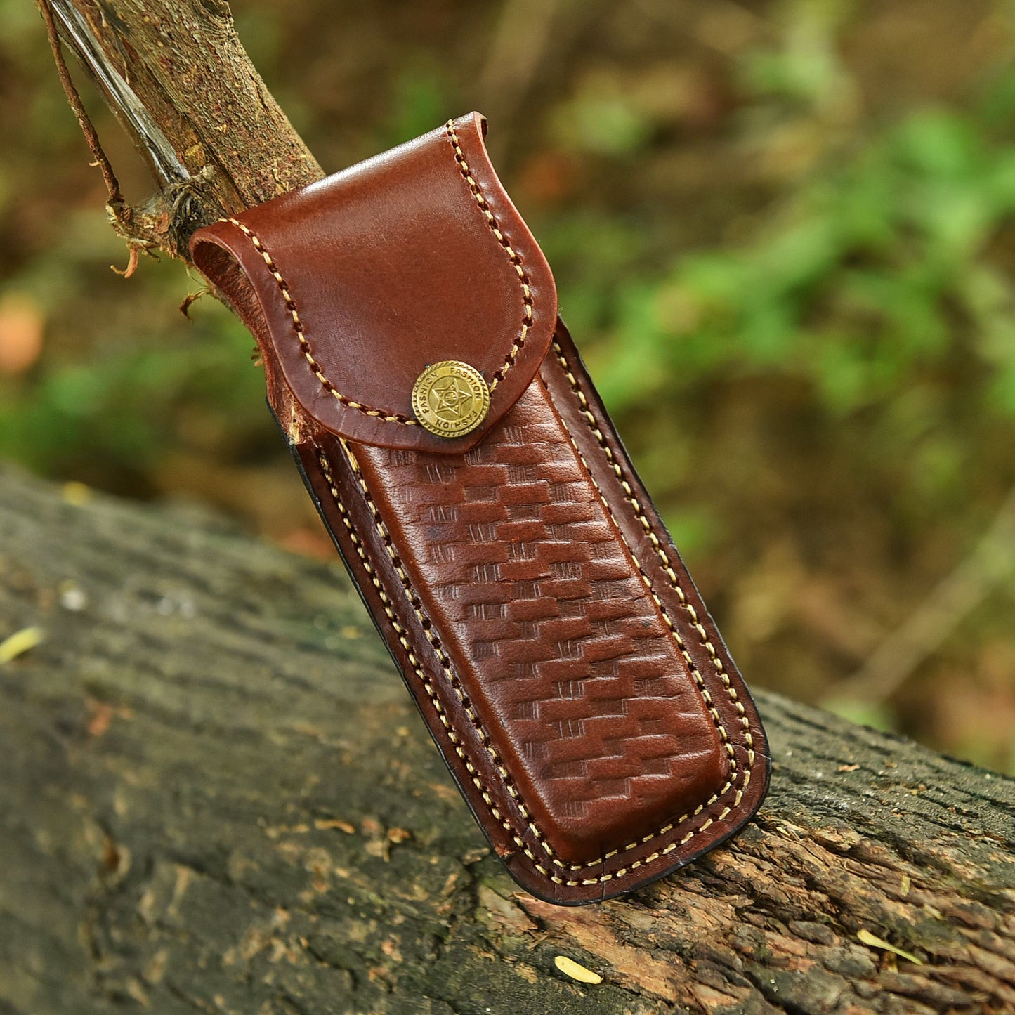 Handcrafted Folding Blade Knife Camel Bone Engraved Brass Bolster Handle
