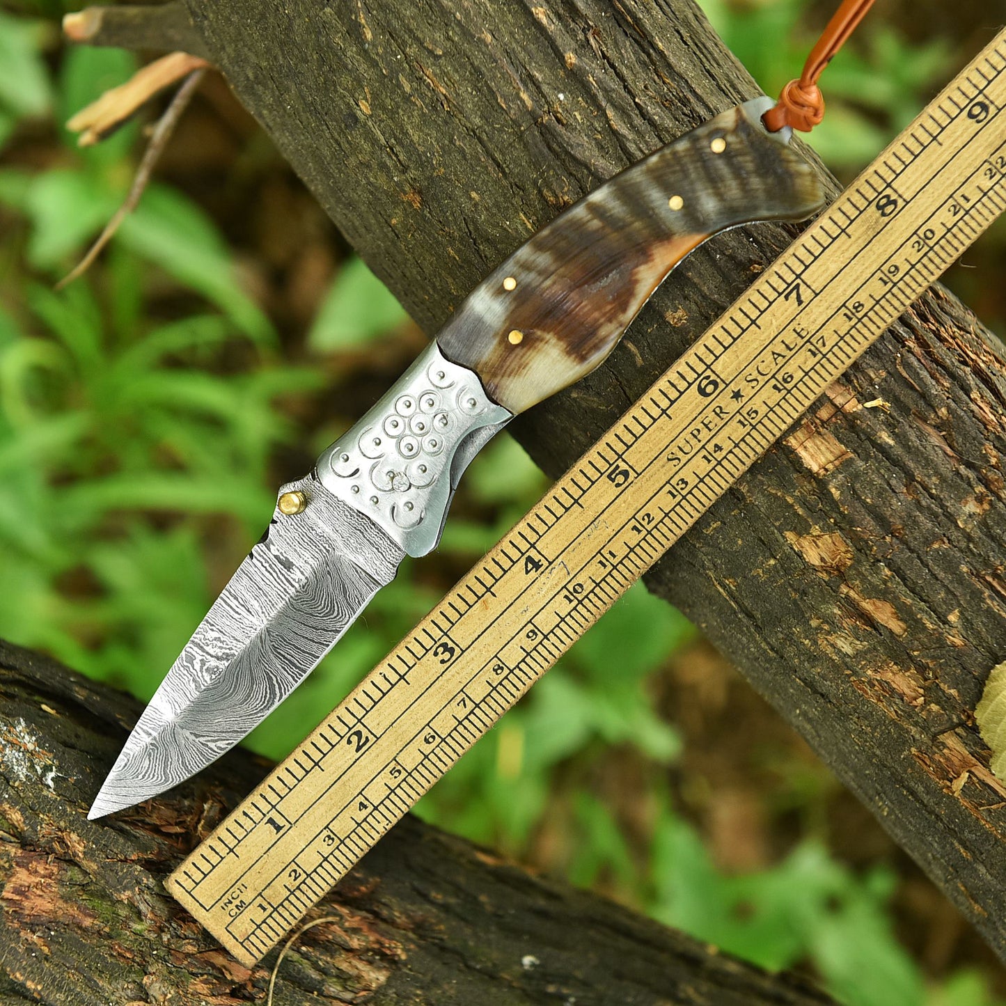Collector’s Handmade Folding Pocket Knife Ram Horn Handle With Sheath