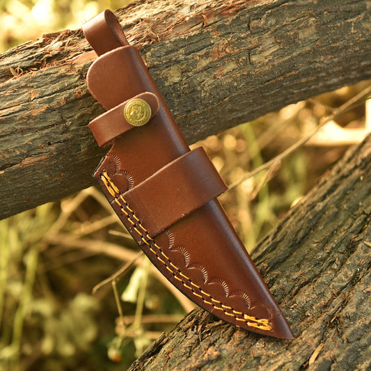 Durable Handmade Cowhide Leather Fixed Blade Knife Outdoor Carry Sheath