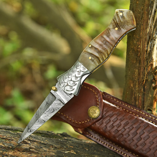 Handmade Outdoor Folding Double Edge Blade Dagger Outdoor Camping Knife