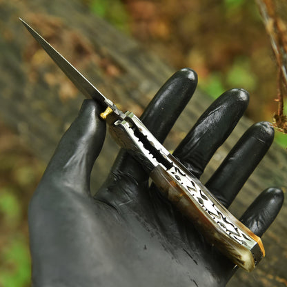 Handmade Outdoor Folding Double Edge Blade Dagger Outdoor Camping Knife