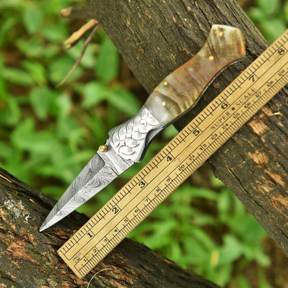 Handmade Outdoor Folding Double Edge Blade Dagger Outdoor Camping Knife