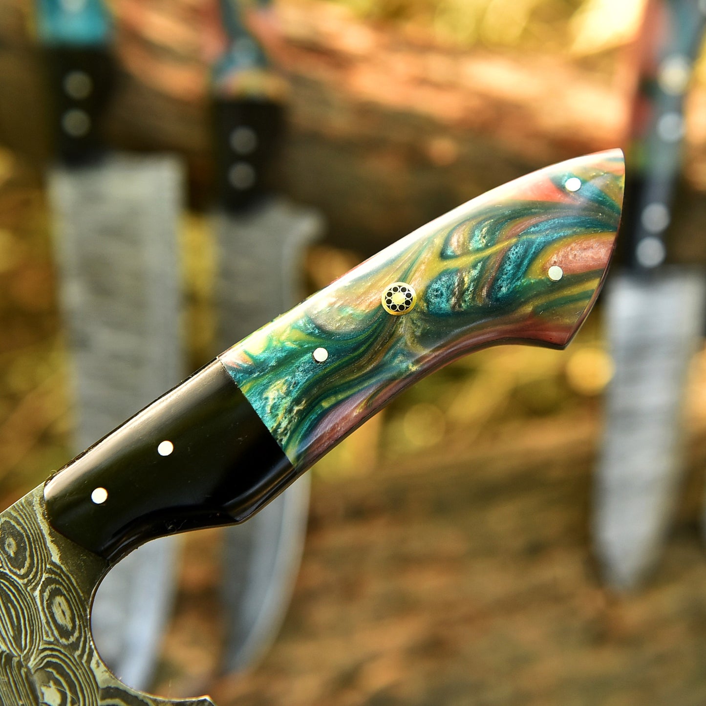 The Resin | Handmade Damascus Steel 5 Piece Chef Knife Set Kitchen Knives Set