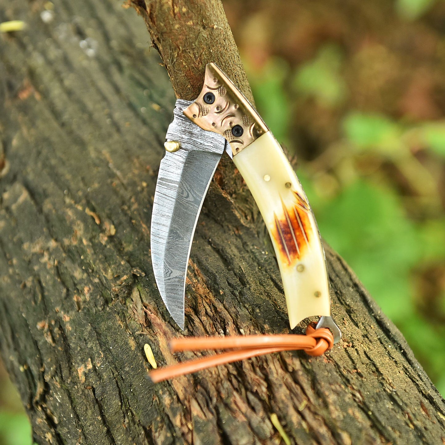 Custom Hand Crafted Damascus Steel Folding Pocket Hunting EDC Knife