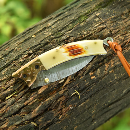 Custom Hand Crafted Damascus Steel Folding Pocket Hunting EDC Knife